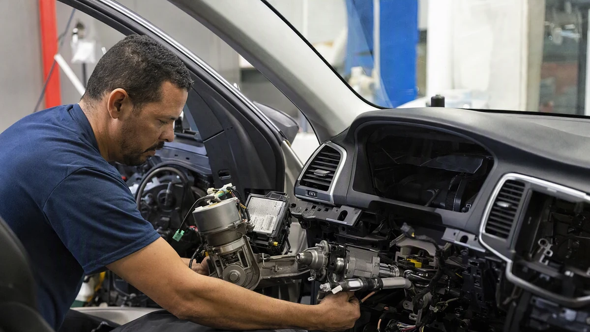 Direção elétrica EPS defeito: técnico avalia coluna de direção do carro