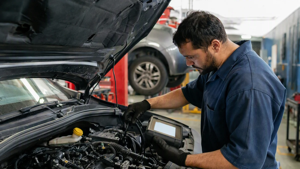 Filtro de partículas entupido: técnico diagnostica motor diesel de carro francês