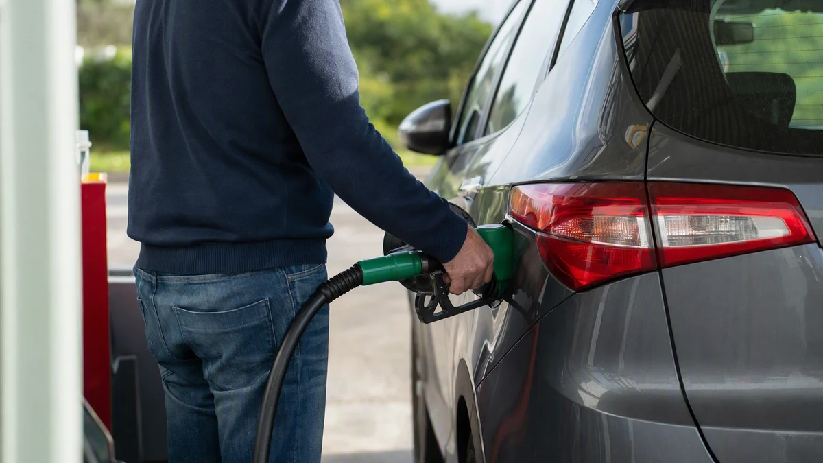 Gasolina E30 carro: bico de abastecimento no tanque de combustível