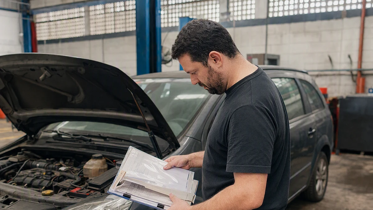 Histórico de manutenção carro usado: comprador analisa pasta de documentos