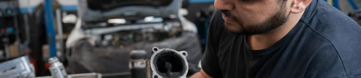 Válvula EGR carbonizada: componente desmontado sobre bancada de oficina